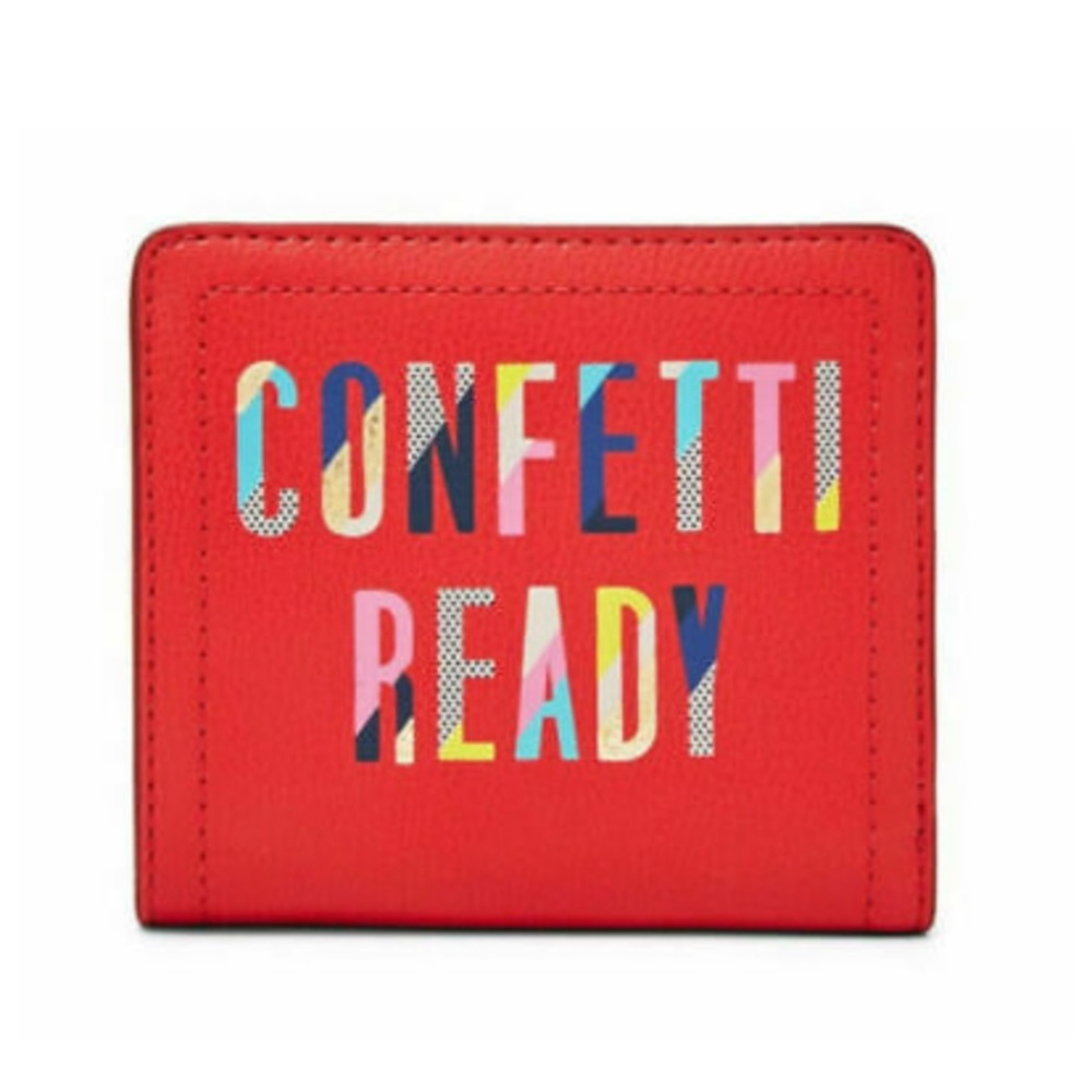 Fossil RFID Logan Bifold Poppy Red Confetti Ready Wallet